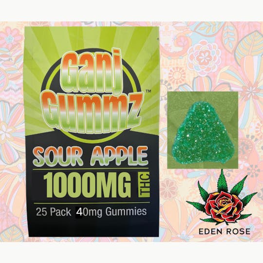 Eden Rose Processing - 1000MG Ganj Gummz - Sour Apple - 1
