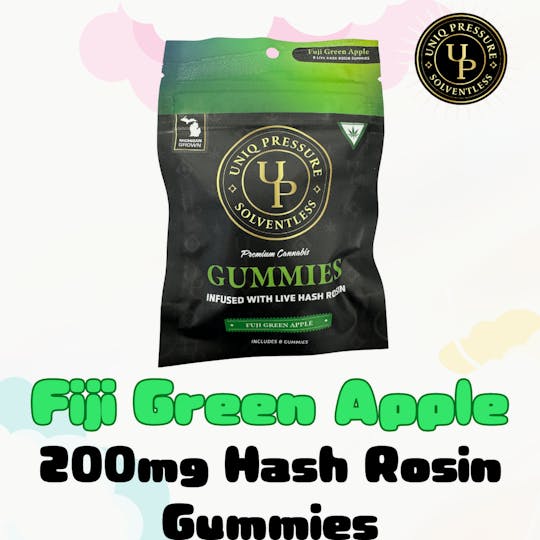 Uniq Pressure - Fiji Green Apple - Hash Rosin Gummies 200mg - 1