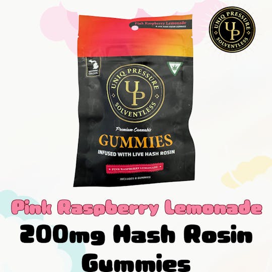 Uniq Pressure - Raspberry Pink Lemonade - Hash Rosin Gummies 200mg - 1