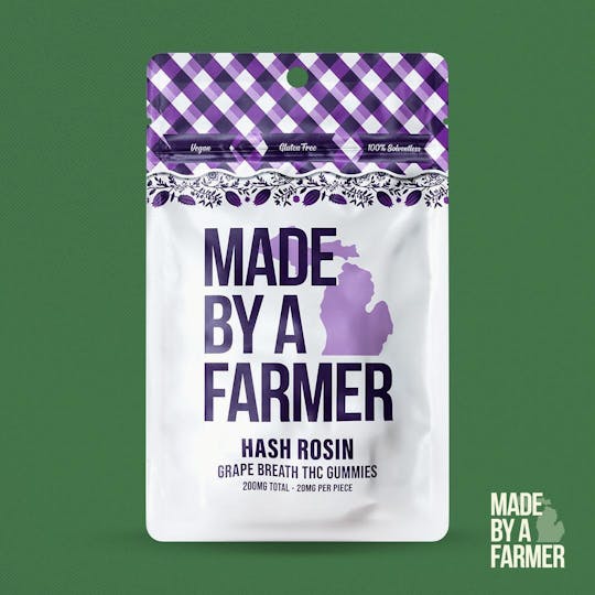 Made By A Farmer - 200mg Hash Rosin Solventless Gummy - Grape Breath 10pcs x 20mg - 1