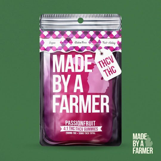 Made By A Farmer - 200mg THC + 50mg THCV (4:1) - Passionfruit Gummies 10pcs x 20mg - 1