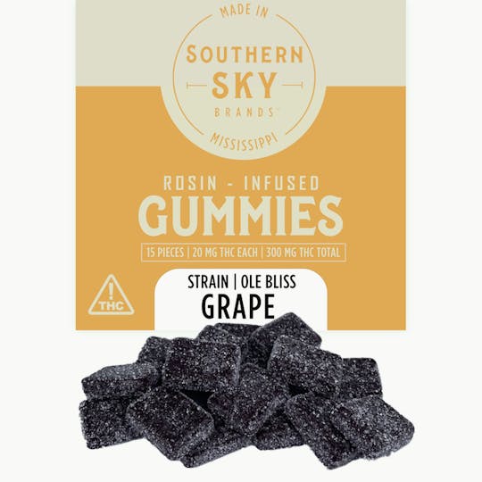 Southern Sky Brands - Ole Bliss Grape Live Rosin Gummies - 300mg - 21.9mg THC (15 gummies x 20mg) - 1