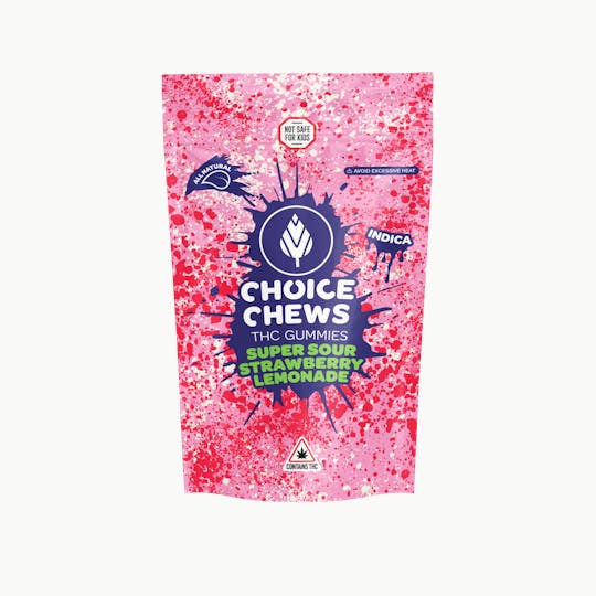Choice Chews - Choice Chews - Super Sour Strawberry Lemonade (Indica)- 100mg - 1