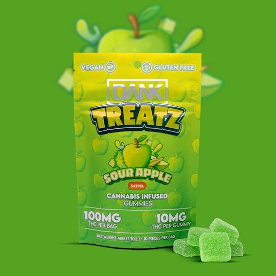 DANK - DANK TREATZ - SOUR APPLE - 100MG GUMMIES - 1