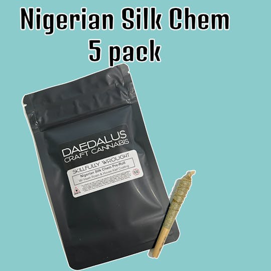 Daedalus Craft Cannabis - Nigerian Silk Chem Pre-Roll w/ Rosin & Kief Coating - 1 1/4s - 5 Pack - 1
