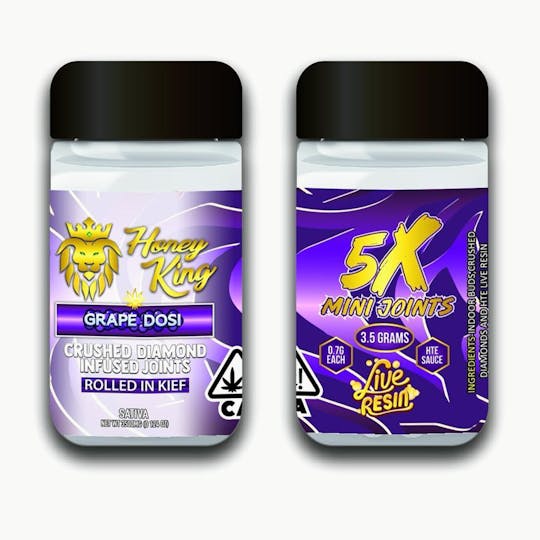 Honey King - Honey King 5x Infused Live Resin Mini Joints 3.5G - GRAPE DOSI - 1