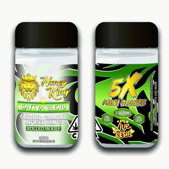 Honey King - Honey King 5x Infused Live Resin Mini Joints 3.5G - SATIVA BLEND - 1