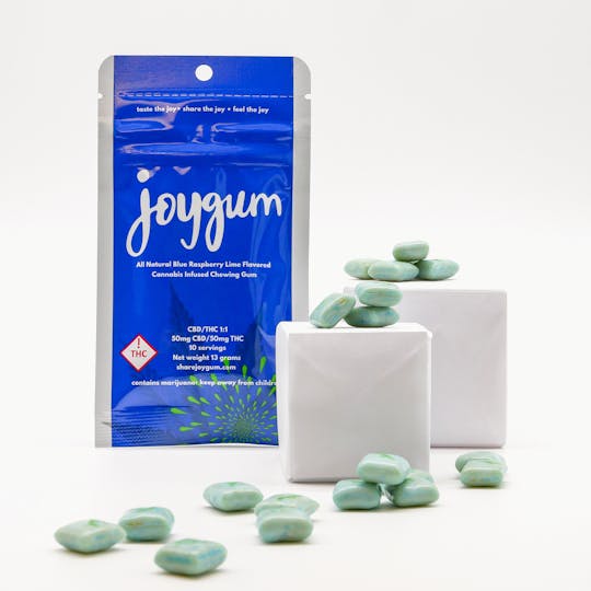Joyibles - JoyGum 1:1 Blue Raspberry Lime (10pk) - 5mg CBD & 5mg THC ea (50mg Total) - 1