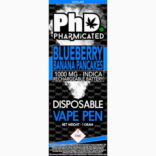Pharmicated - PhD Disposable Vape Cart - 1000 mg - Blueberry Banana Pancakes (I) - 1