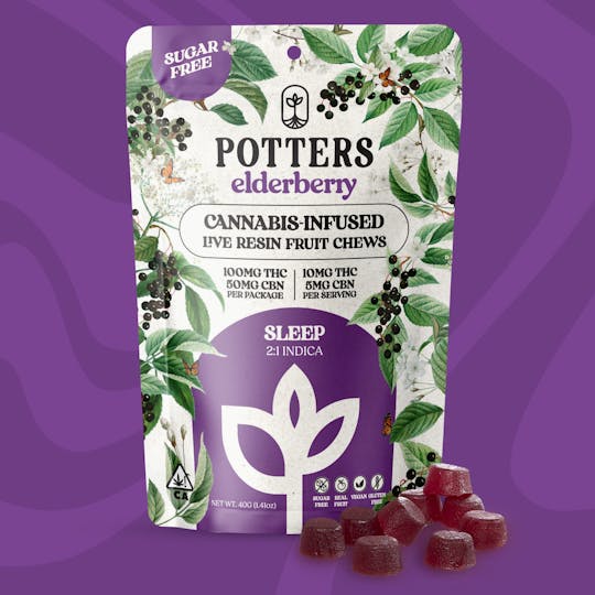 Potters - 2:1 Elderberry Sugar-Free Live Fruit Chews | 100mg:50mg 10pk - 1