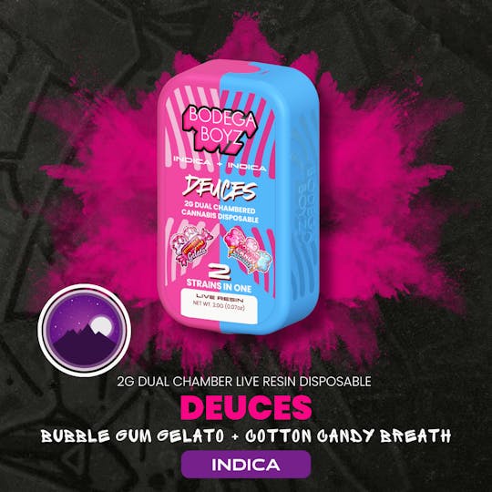 Bodega Boyz - 2 gram Deuces Bubble Gum Gelato x Cotton Candy Breath Live Resin Vape | OK - 1