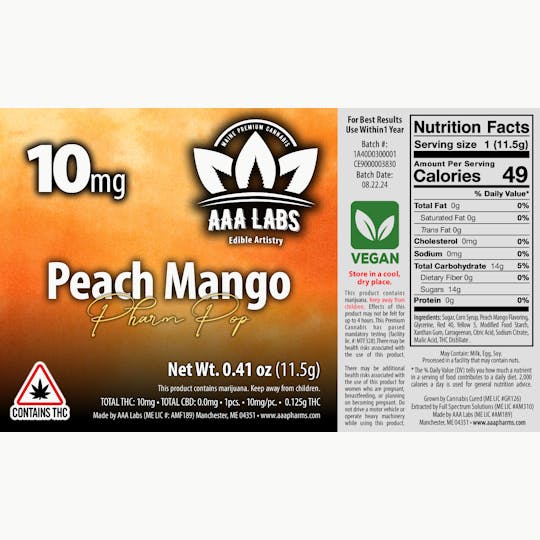 AAA Pharms - Peach Mango Pharm Pop - 10mg - 1