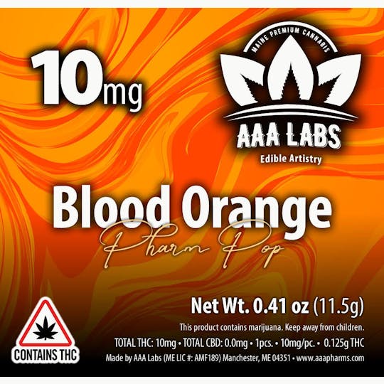 AAA Pharms - Blood Orange Pharm Pop - 10mg THC - 1