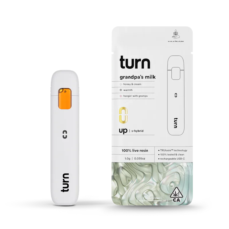 turn Grandpa's Milk Live Resin Disposable 1g disposable