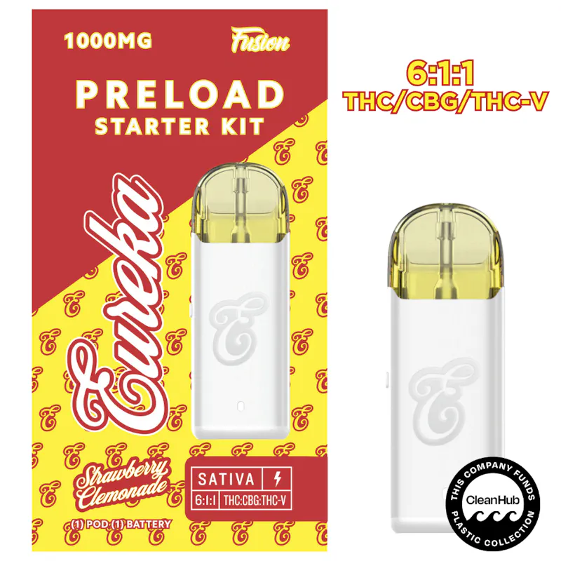 Eureka Preload Starter Kit - 1G Fusion - Strawberry Clemonade (6:1:1 Thc/Cbg/Thcv)
