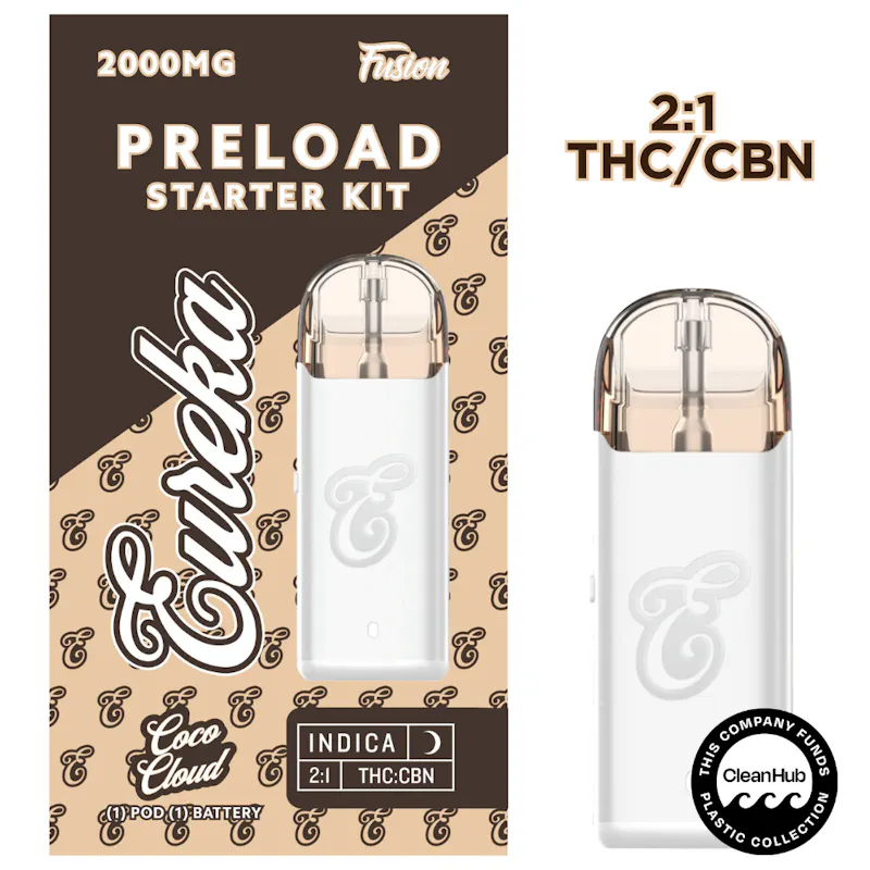 Eureka Preload Starter Kit - 2G Fusion - Coco Cloud (2:1 Thc/Cbn) disposable