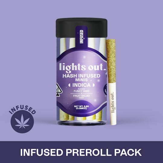 Lights Out - Funky GMO x Fruit Salad (Indica) 5pk Hash Infused Preroll 2.5g - 1