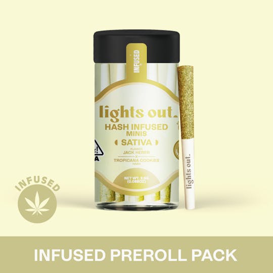 Lights Out - Jack Herer x Tropicana Cookies (Sativa) 5pk Hash Infused Preroll 2.5g - 1