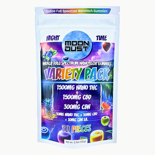 MOON DUST - 1500MG NIGHT TIME NANO THC VARIETY PACK 1:1 + CBN - 30 PIECES - 1