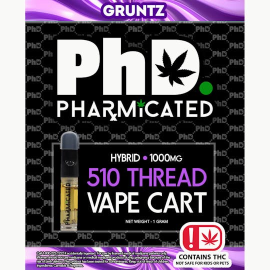 Pharmicated - Pharmicated 510 Thread Vape Cart - 1000 mg - Gruntz (H) - 1
