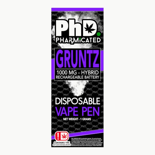 Pharmicated - PhD Disposable Vape Cart - 1000 mg - Gruntz (H) - 1