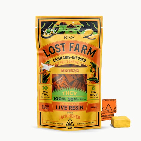 Kiva Confections - Lost Farm 10mg : 5mg THCV 'Mango x Jack Herer' Live Resin Chews - 1