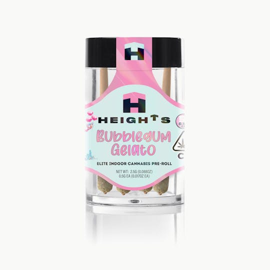 Heights Flower - Heights Bubblegum Gelato- 5 pack mini Pre-rolls (5 X.5g) - 1