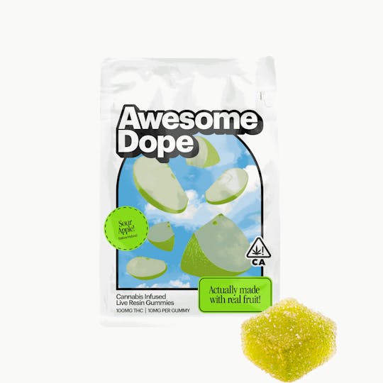 Awesome Dope - SOUR APPLE - SATIVA - GUMMY - 10MG/100MG LIVE ROSIN - AWESOME DOPE - 1