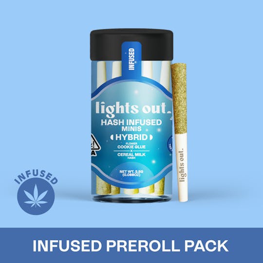 Lights Out - Cookie Glue x Cereal Milk (Hybrid) 5pk Hash Infused Preroll 2.5g - 1