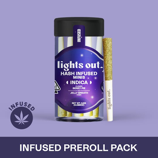 Lights Out - Berry Pie x Jelly Breath (Indica) 5pk Hash Infused Preroll 2.5g - 1
