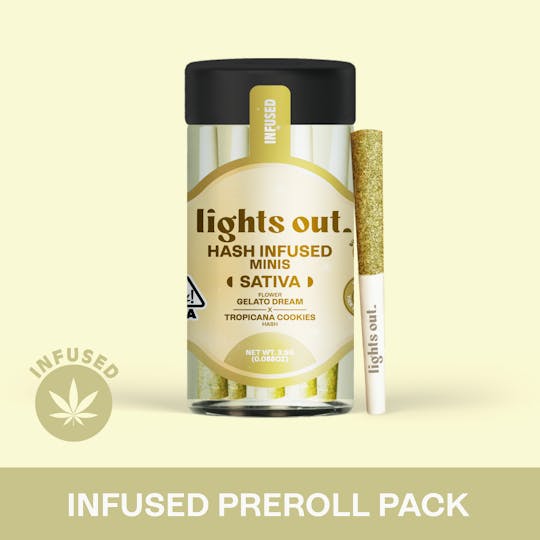 Lights Out - Gelato Dream x Tropicana Cookies (Sativa) 5pk Hash Infused Preroll 2.5g - 1
