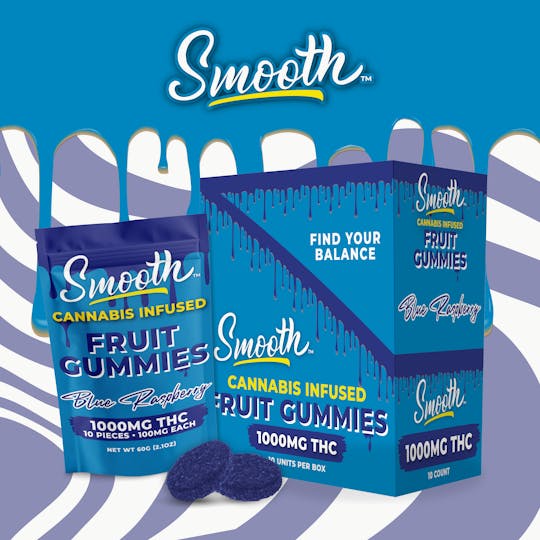Smooth OKC - Blue Raspberry - 1000mg THC Gummies - 1