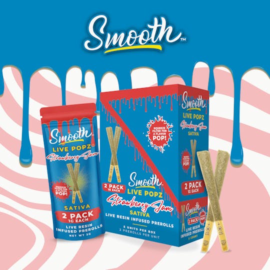 Smooth OKC - Live Popz - Strawberry Jam - 2pk - 1g Infused Prerolls - 1
