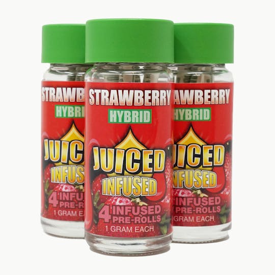 Juiced Powered By Juicy - Juiced Infused Pre-Rolls | Flower, Kief & Concentrate | Strawberry 4-Pack - 1