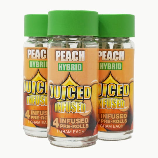 Juiced Powered By Juicy - Juiced Infused Pre-Rolls | Flower, Kief & Concentrate | Peach 4-Pack - 1