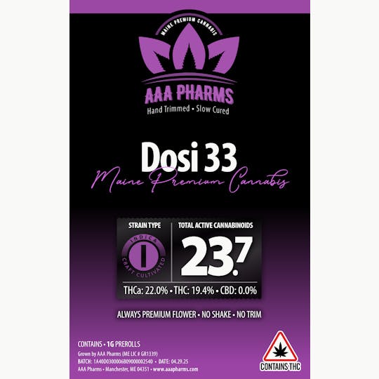 AAA Pharms - Dosi 33 - 1g Pre Roll - 1