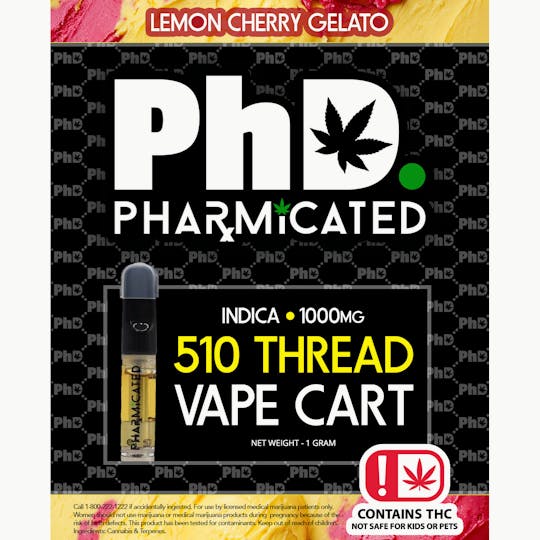 Pharmicated - Pharmicated 510 Thread Vape Cart - 1000 mg - Lemon Cherry Gelato (I) - 1