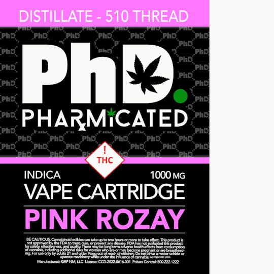 Pharmicated - Pharmicated 510 Thread Vape Cart - 1000 mg - Pink Rozay (I) - 1
