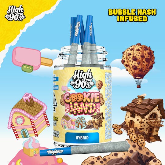 HIGH 90s - Cookieland - 0.5g High Fives Bubble Hash Infused Pre-Rolls 5 Pack - 1