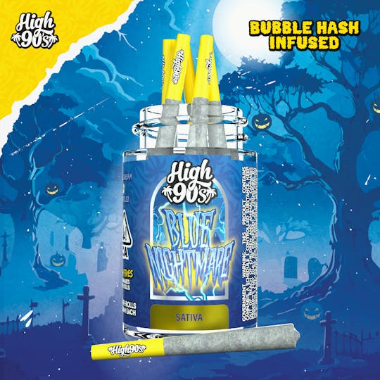 HIGH 90s - Blue Nightmare - 0.5g High Fives Bubble Hash Infused Pre-Rolls 5 Pack - 1