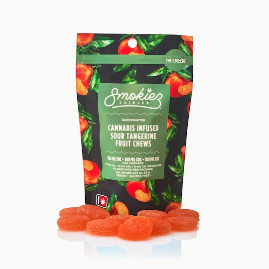 Smokiez Edibles - CBC:CBG:THC 1:1:1 Sour Tangerine 100mg CBC:100mg CBG: 100mg THC Fruit Chews - 1