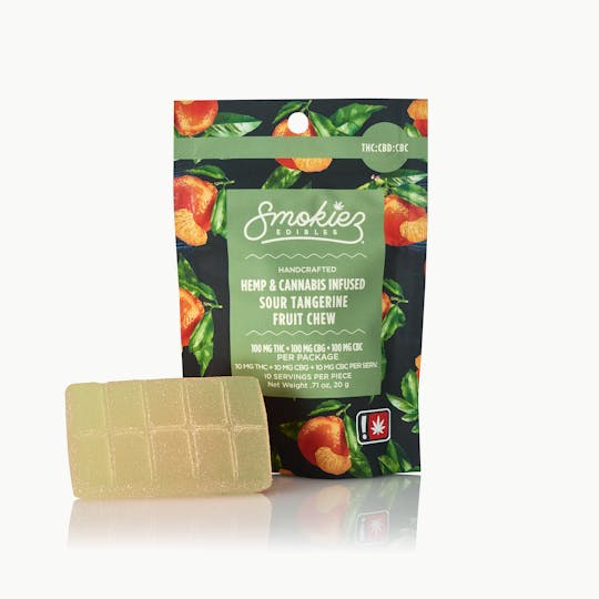 Smokiez Edibles - CBC:CBG:THC 1:1:1 Sour Tangerine Scored-Single Piece THC Fruit Chew - 1