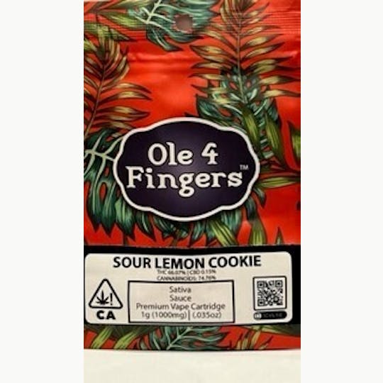 Ole'4 Fingers - Sour Lemon Cookies 1g Distillate Cart - Ole' 4 Fingers - 1