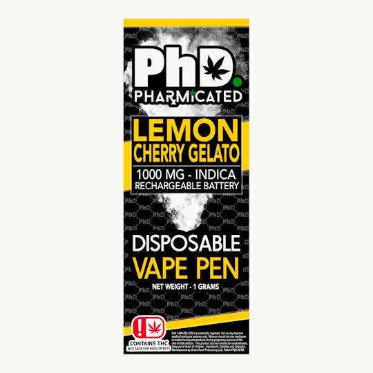Pharmicated - PhD Disposable Vape Cart - 1000 mg - Lemon Cherry Gelato (I) - 1
