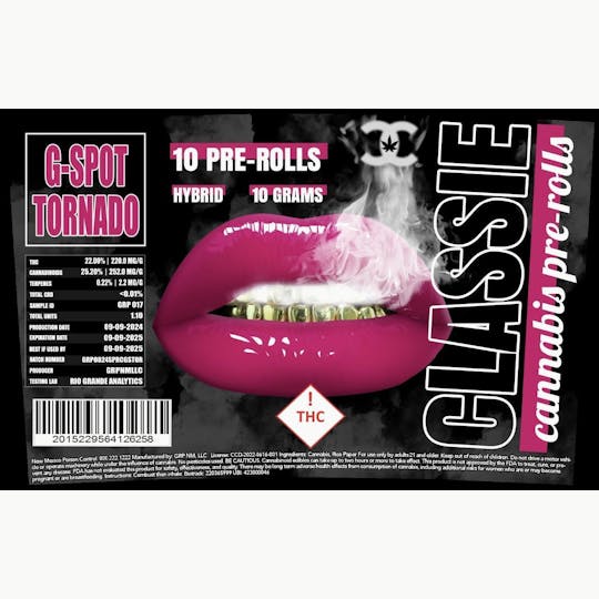 Pharmicated - Classie 10-1g Pre-Roll - G-Spot Tornado (H) - 1