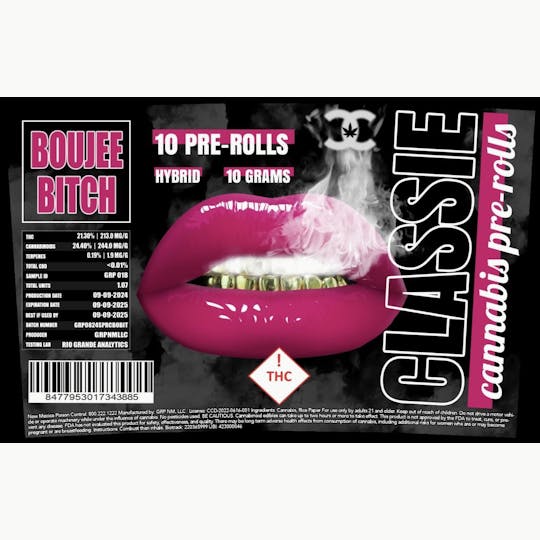 Pharmicated - Classie 10-1g Pre-Roll - Boujee Bitch (H) - 1