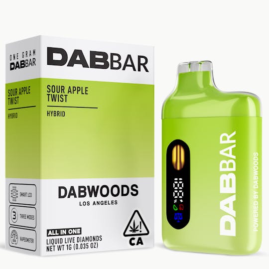 Dabwoods - VAPE - DABBAR 2.0 LIQUID DIAMONDS SOUR APPLE TWIST 1G - 1