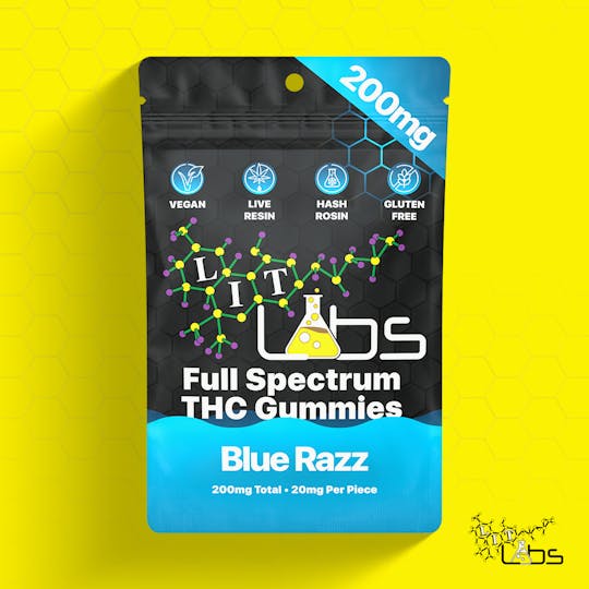 Lit Labs - 200mg Rosin + Resin Full Spec Gummy - Blue Razz 10pcs x 20mg - 1