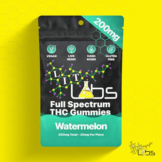 Lit Labs - 200mg Rosin + Resin Full Spec Gummy - Watermelon 10pcs x 20mg - 1
