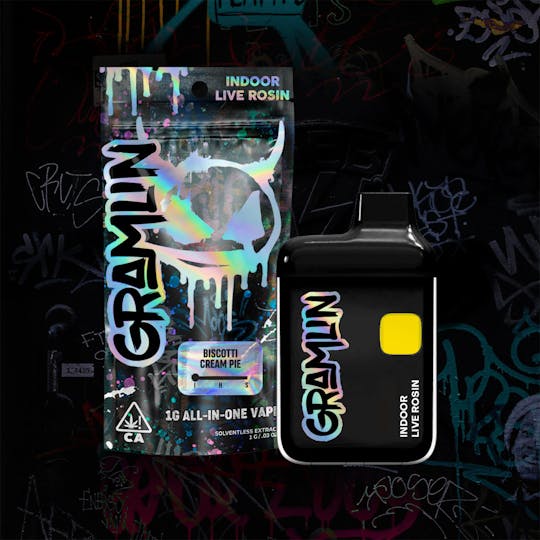 Gramlin - Biscotti Cream Pie Indoor Live Rosin AIO 1g Vape - 1
